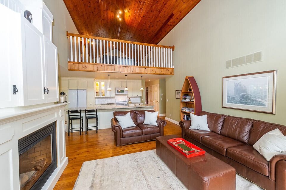 The loft area overlooks the kitchen and living room. 