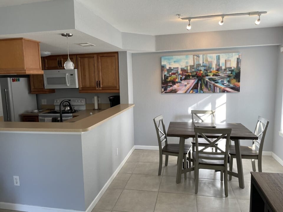View into dining and and kitchen from living room. 