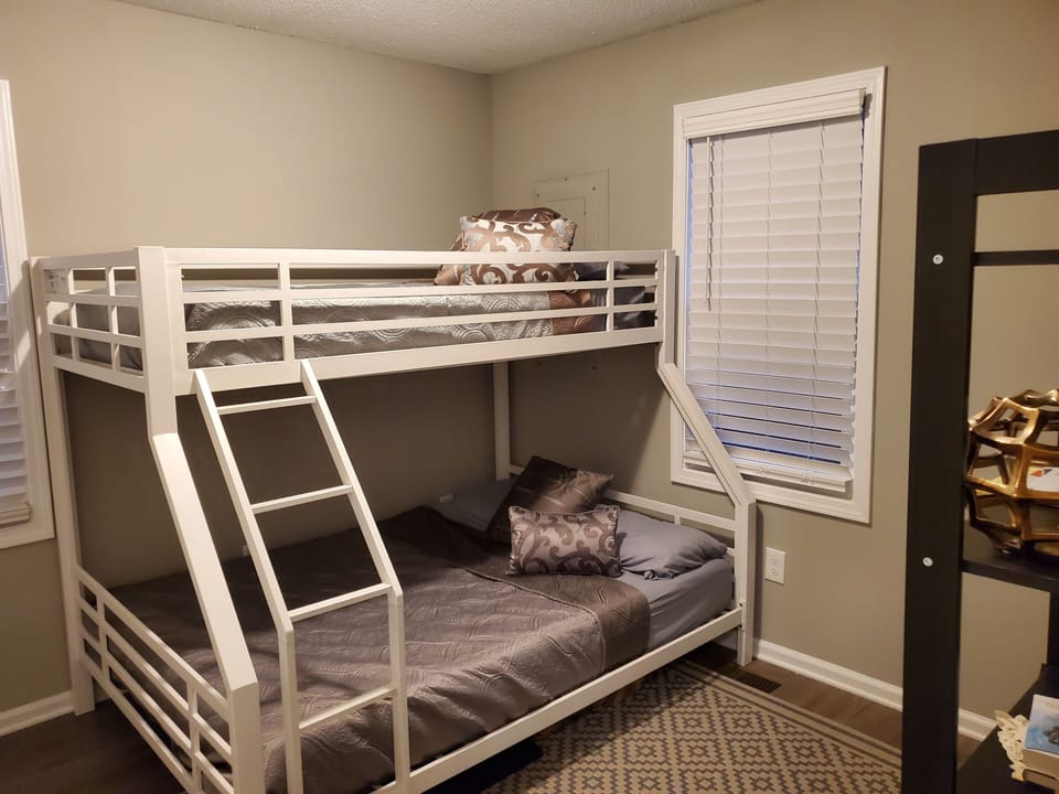 twin over full bunk bed set on 1st floor