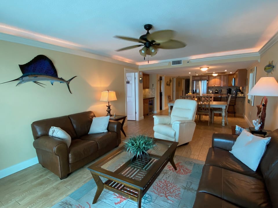 Living room and dining room.