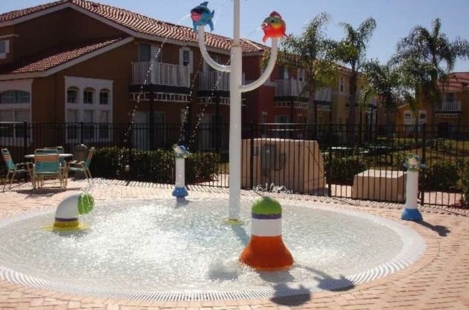 Community splash pad at community pool