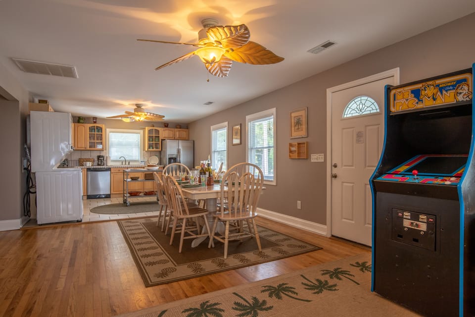 Kids can enjoy the arcade size Ms. Pac-man game while dinner is being prepared 