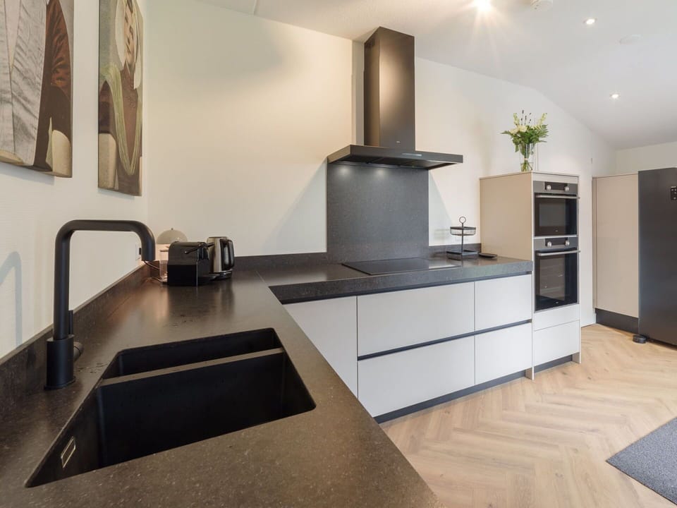 Countertop, Property, Cabinetry, Kitchen Sink, Kitchen Stove, Kitchen, Living Room, Interior Design, Wood, Houseplant
