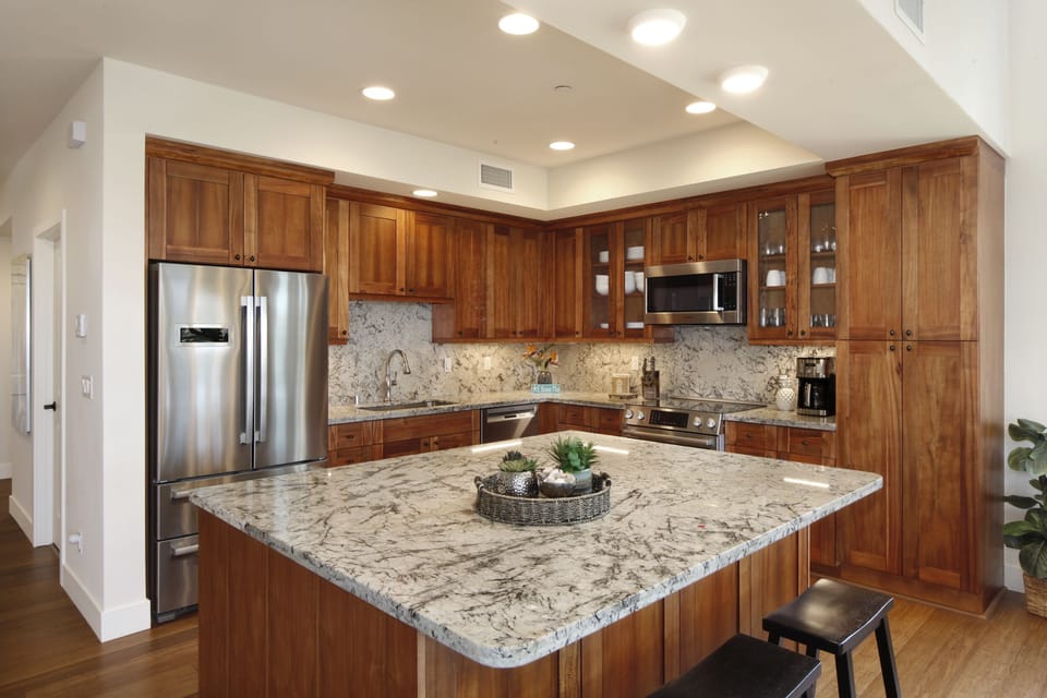 The kitchen fully equipped with modern appliance for preparing delicious meals.