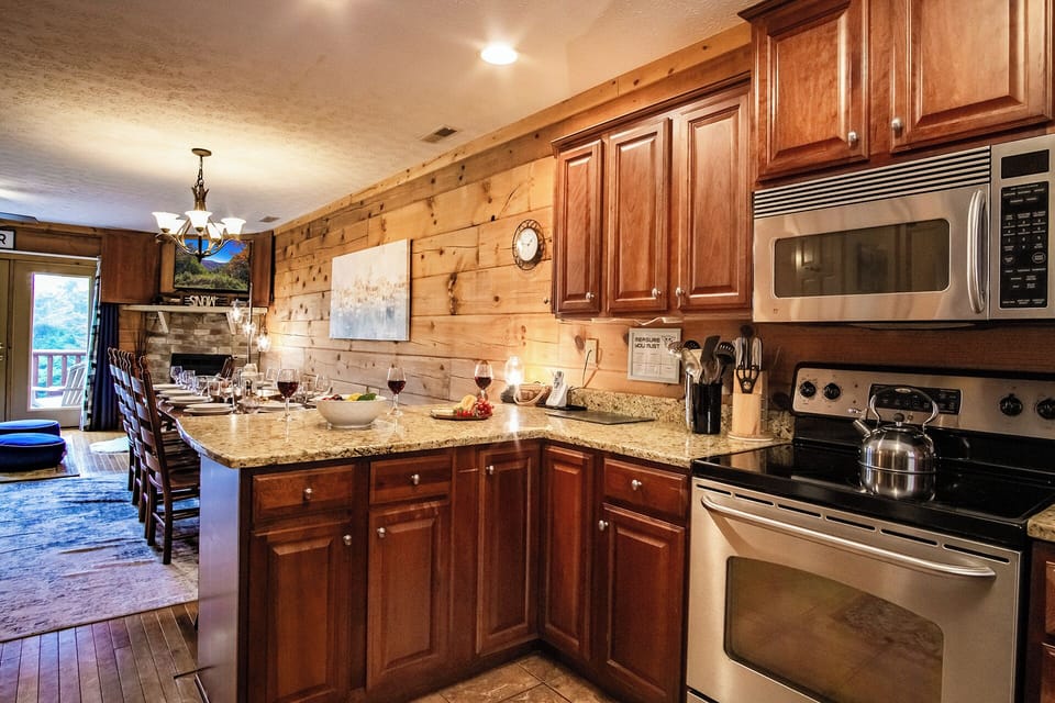 The kitchen and dining area is also on the second floor.