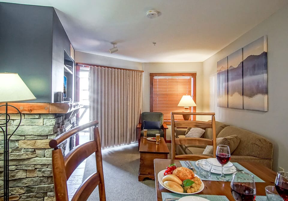 View of living room and patio door
