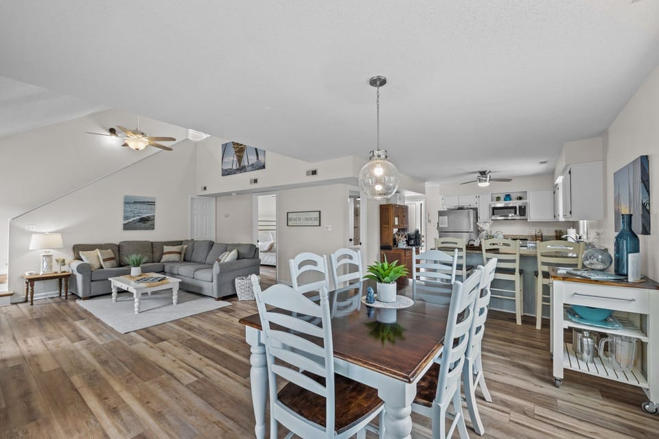 The open floor plan allows for plenty of space for you family of 6.