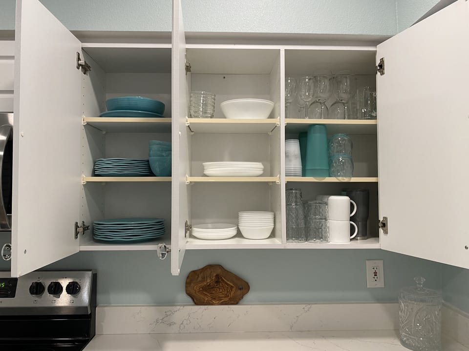 Well stocked with new dishes and cups