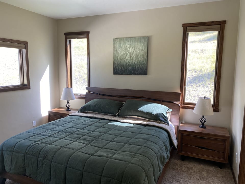 Forest (Main) Bedroom - King Bed with attached Bathroom (View NE)