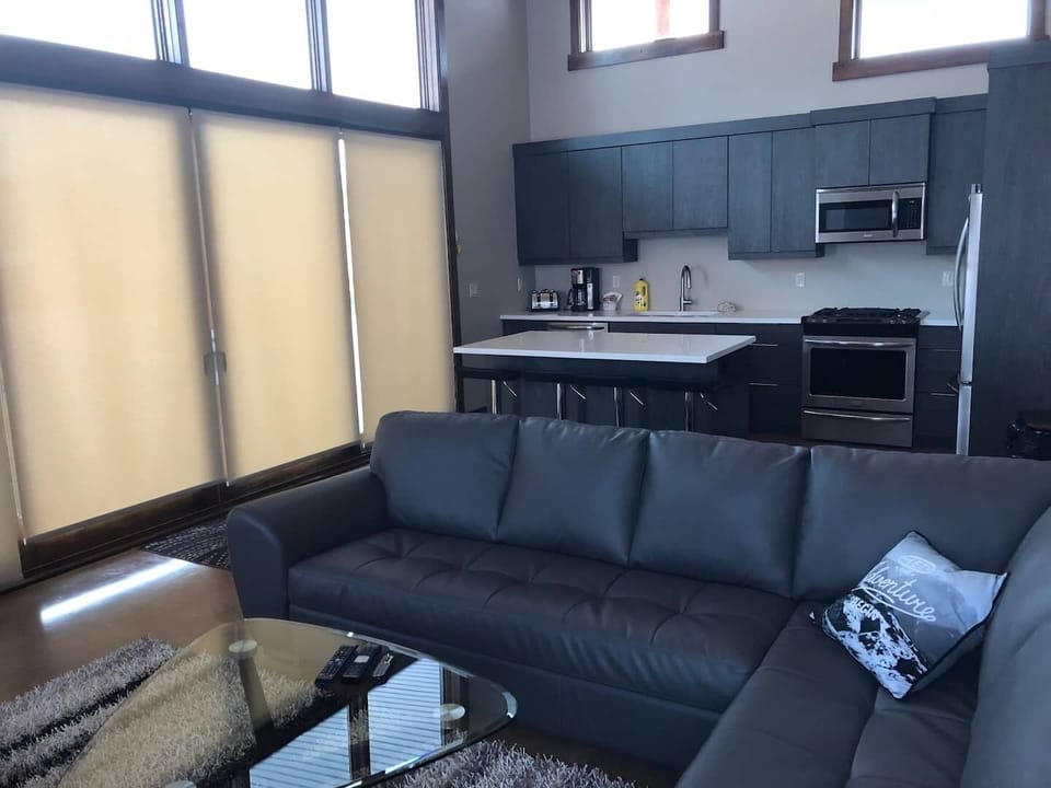 Guests should be aware that the kitchen island also doubles as the dining area.