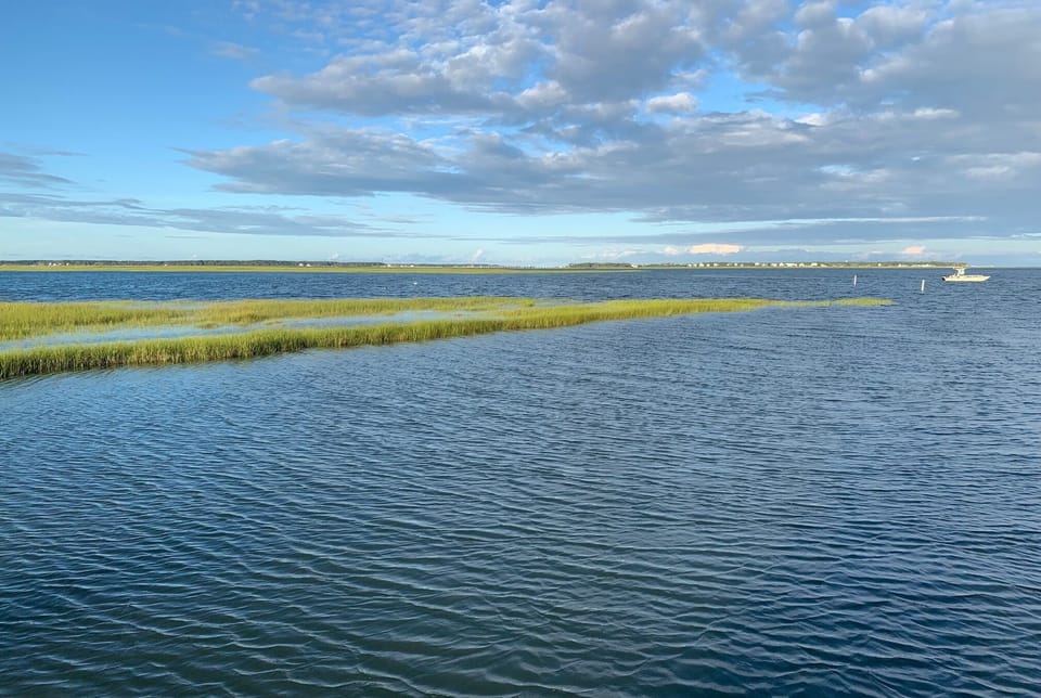 View from dock looking right (south) during high tide 