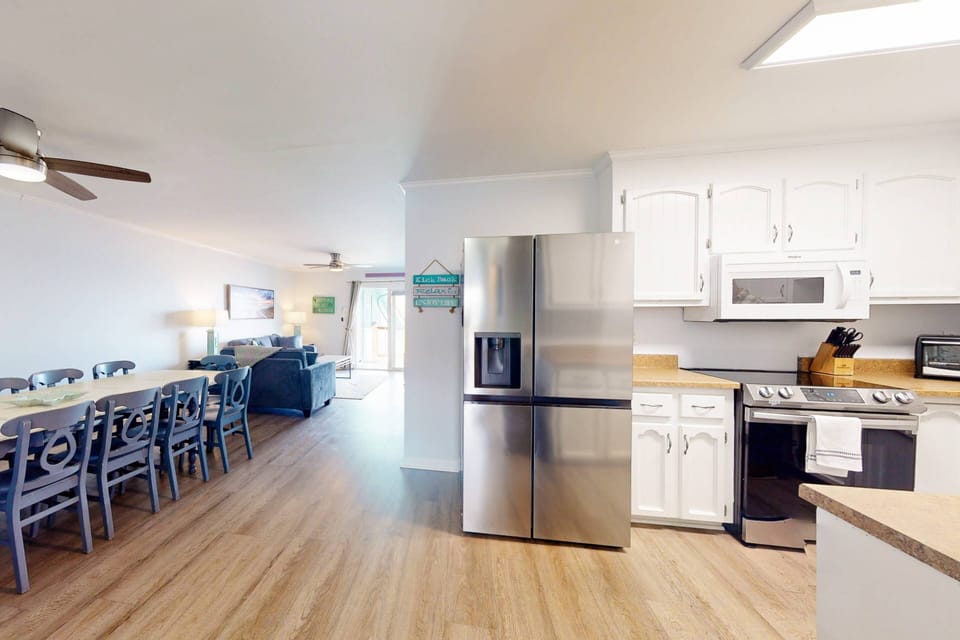 You'll find everything you need to make a great meal, plenty of counter space and seating