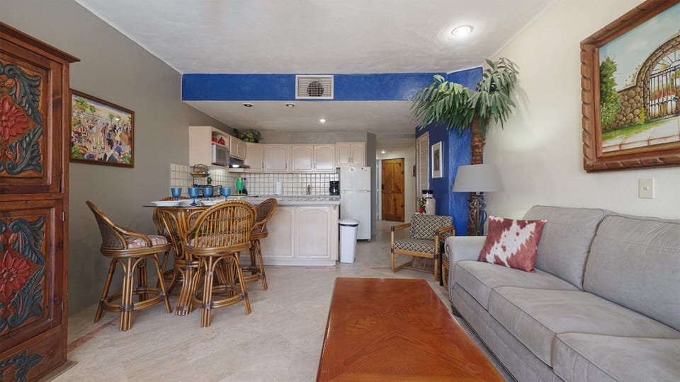 the living room and kitchen