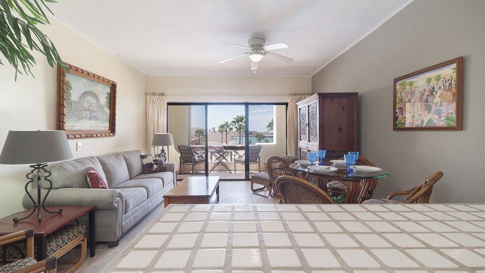 view from the spacious kitchen counter