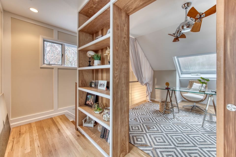 Office with pocket doors and twin futon