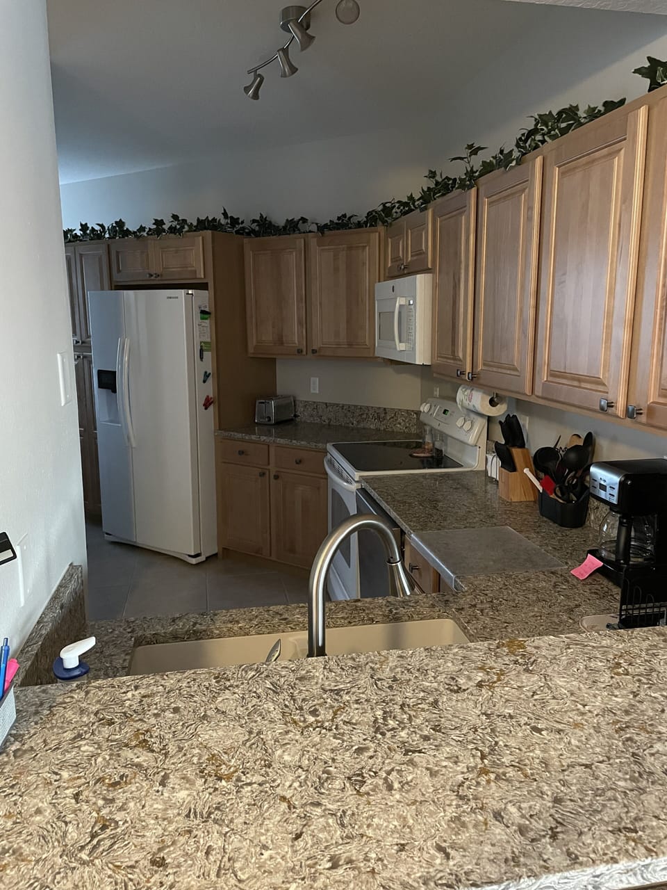Newly remodeled kitchen! It contains all of the necessities of home.