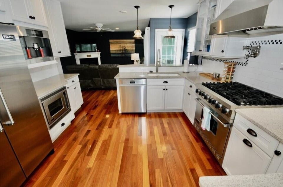 View of kitchen from dining room