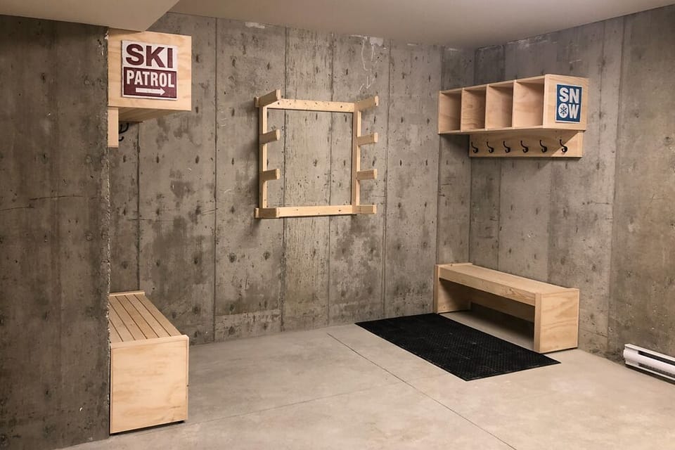 Ski storage in garage.