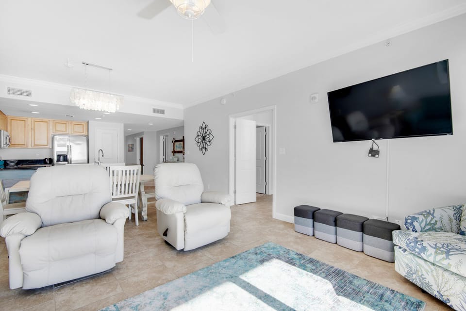 Enjoy a movie on the flat screen TV