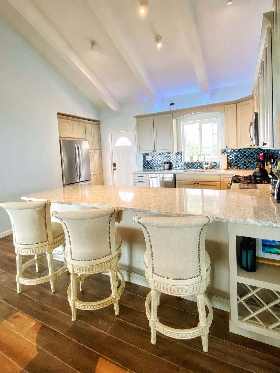 Kitchen Bar and large Refrigerator