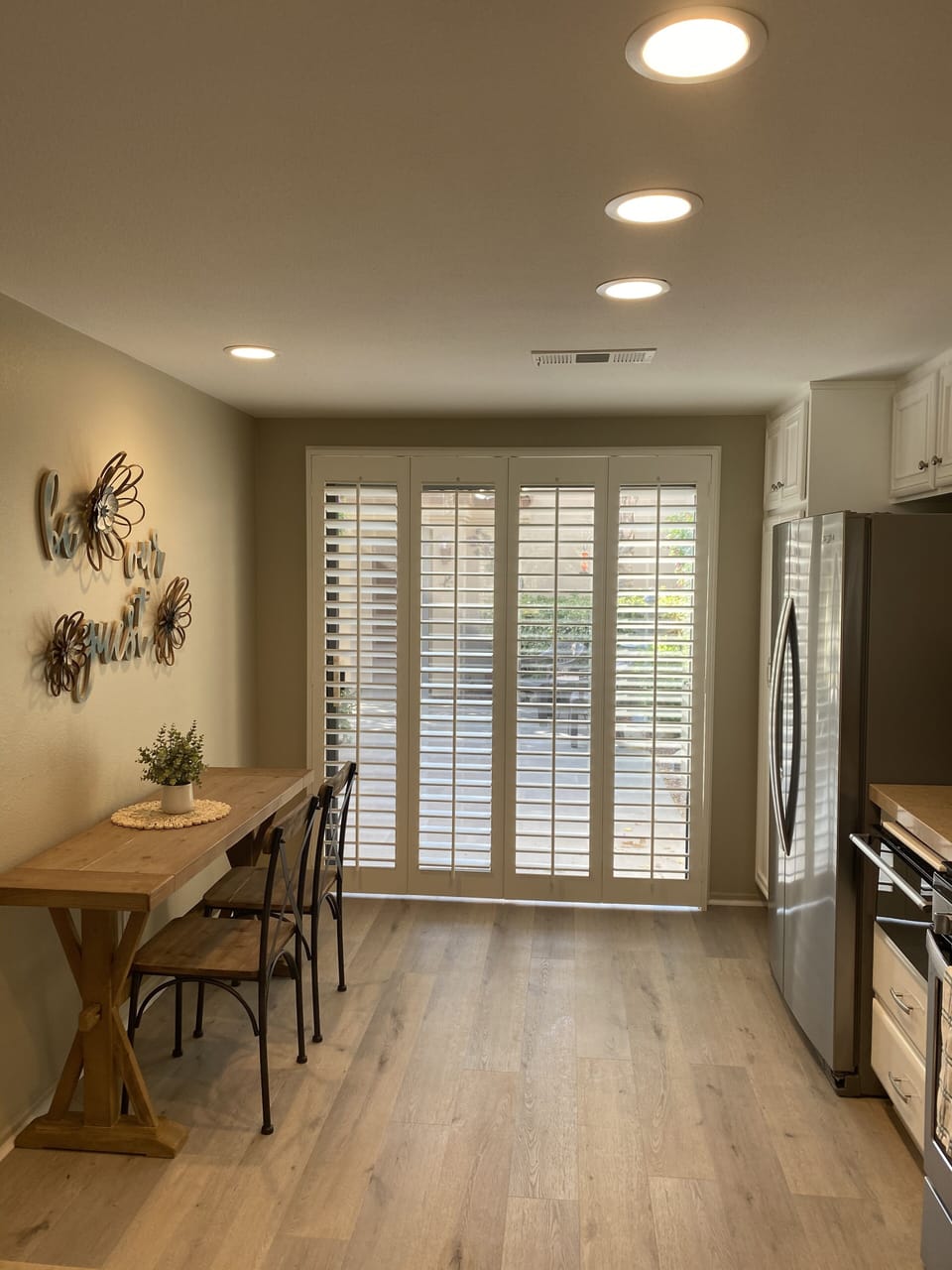 Kitchen with slider to courtyard