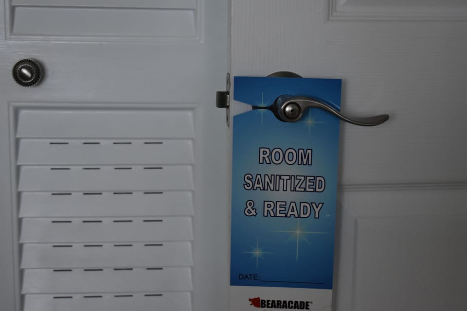 Safety first! A Clean Team sanitizes all rooms, surfaces and linens