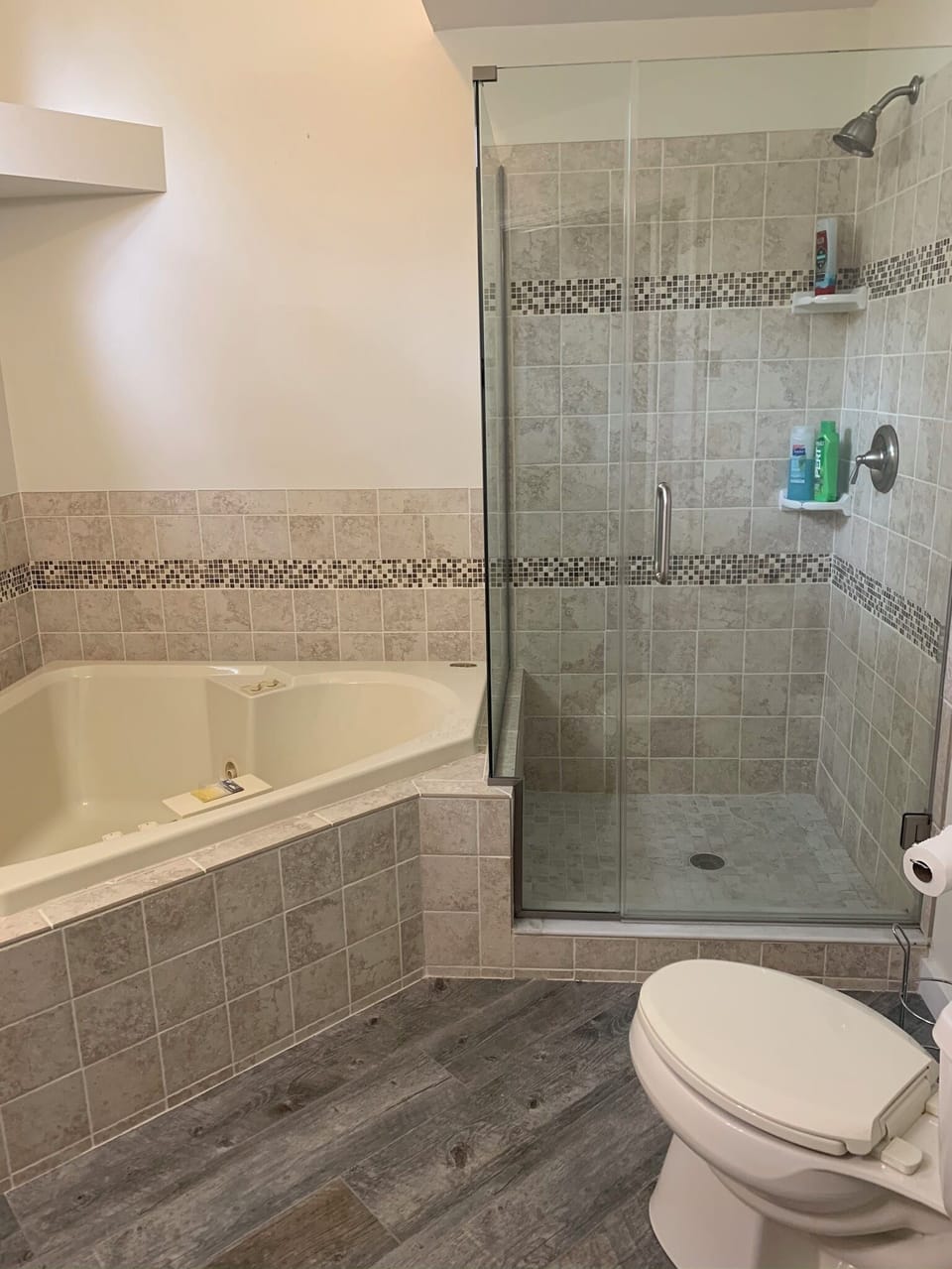 Master bathroom with whirlpool bath and shower
