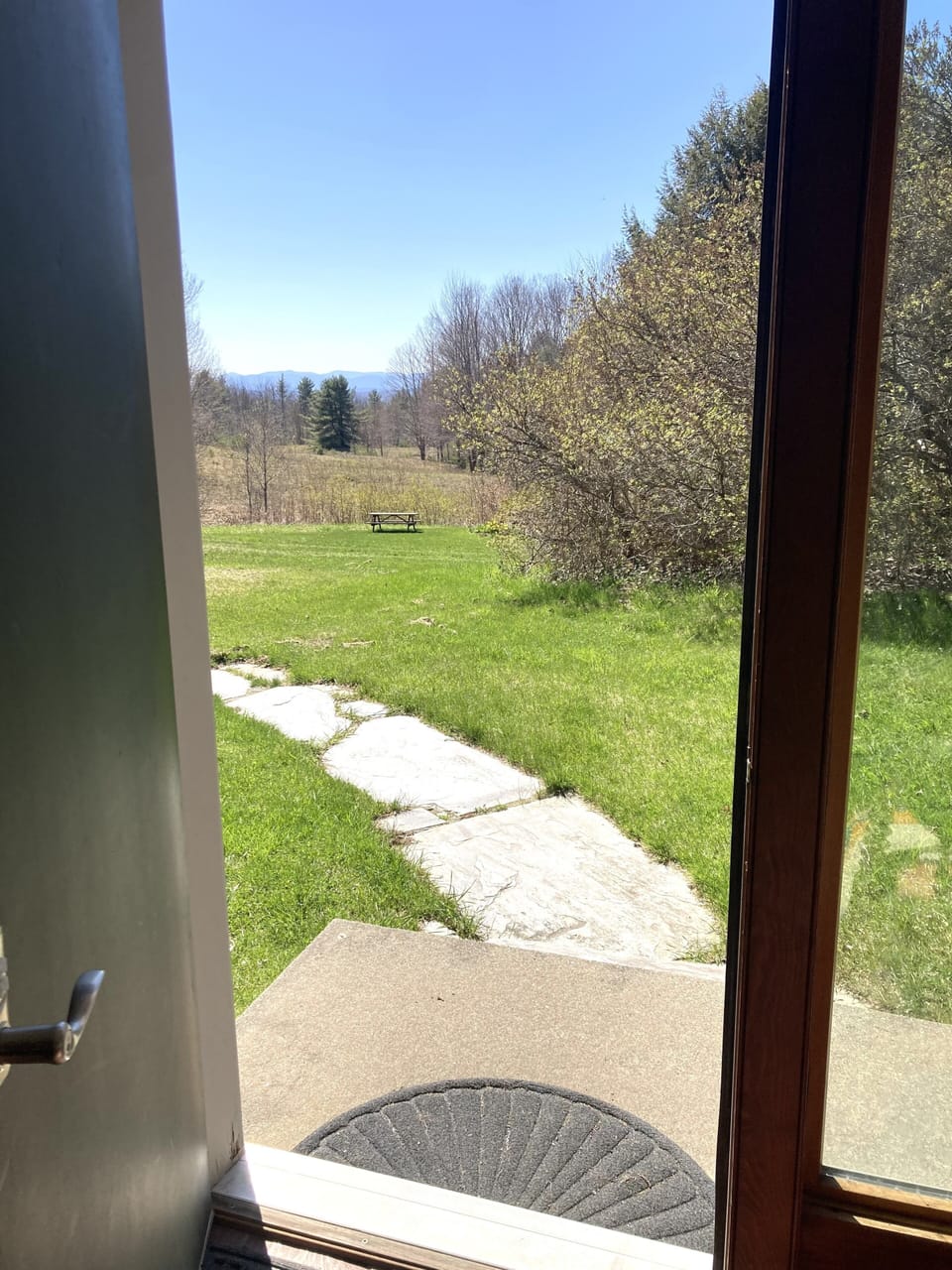 View from front door leads directly to an unobstructed view of the mountains. 