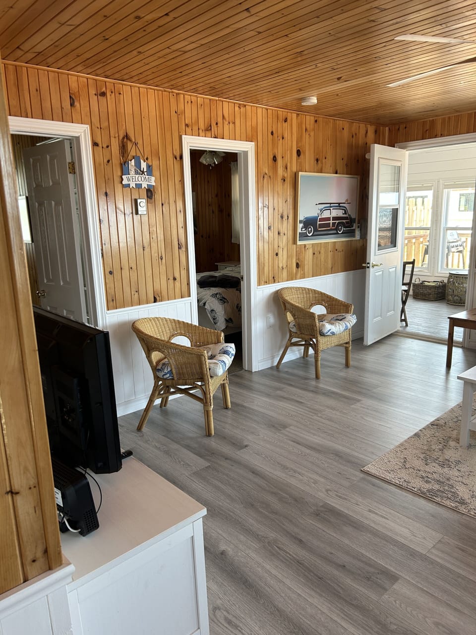 View from hall looking towards sunroom.