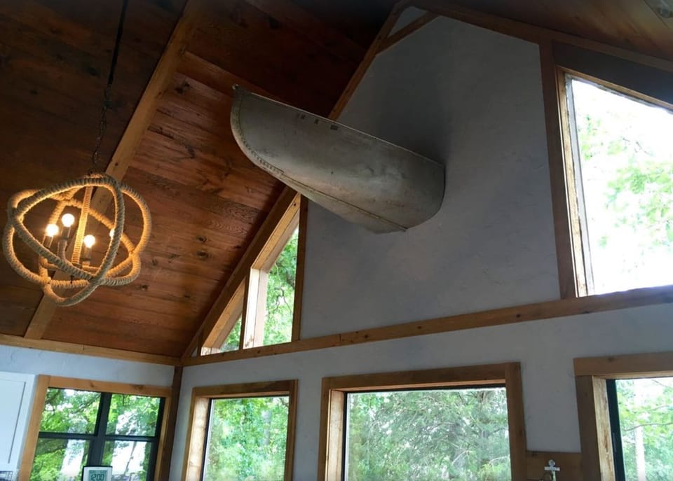 Yep, that is an actual canoe off the kitchen. 