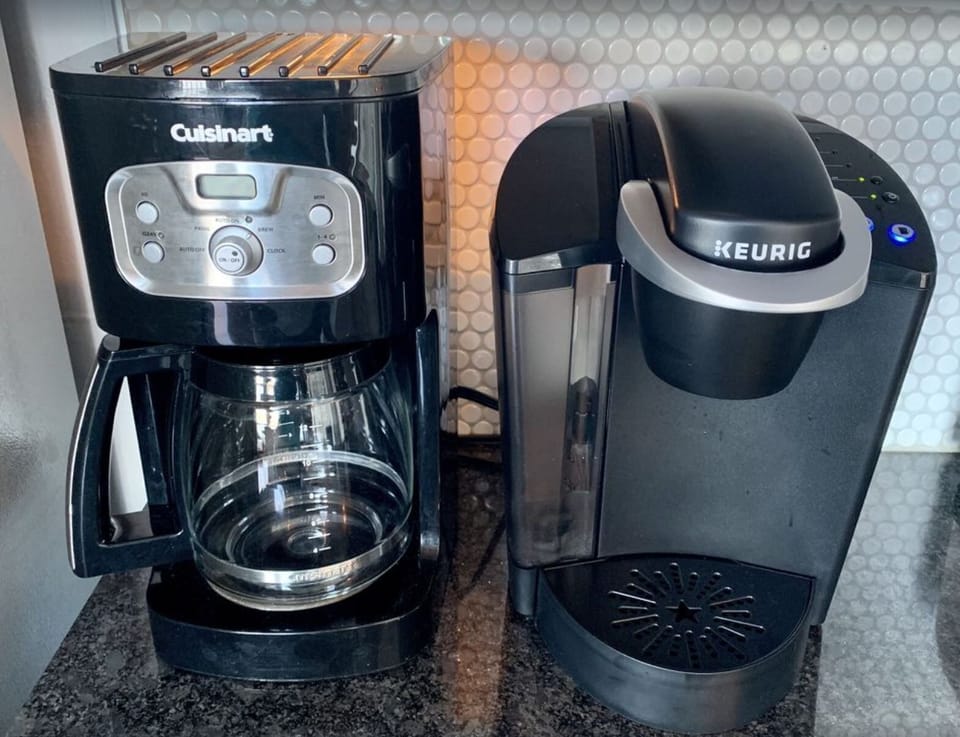 12 cup coffee maker and Keurig coffee maker. 