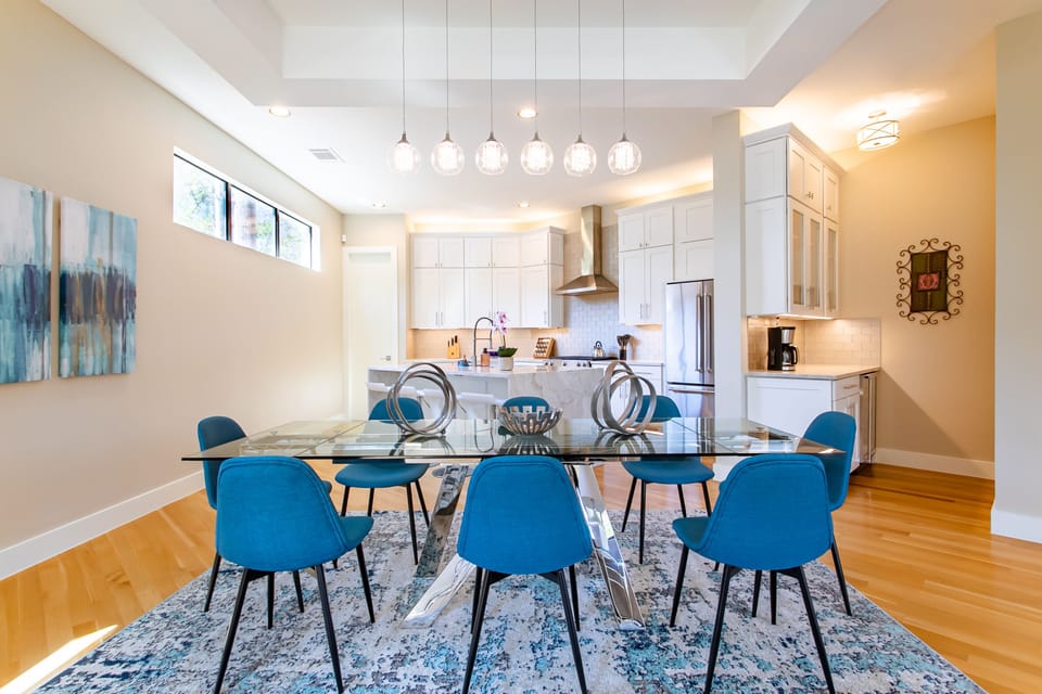 Dining table with seating for 8