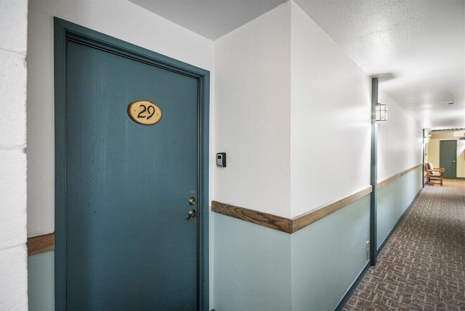 Front door in the hallway of the building