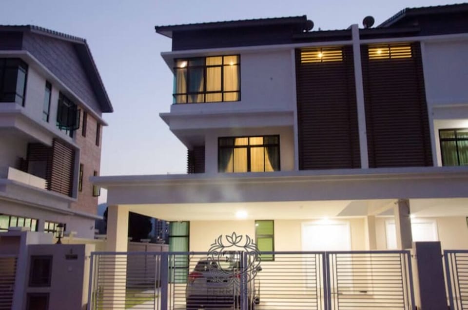 Secured covered car park in front porch for 3 cars within the house compound