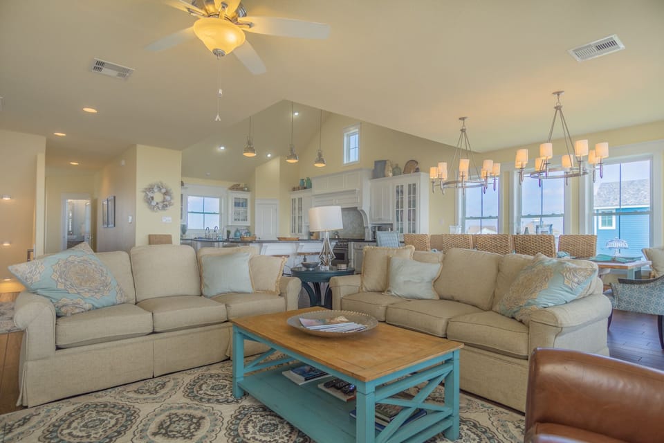 3rd Floor Living Room Open to Kitchen and Dining Area