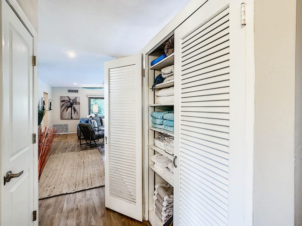 Beach and pool towels plus extra blankets and linens