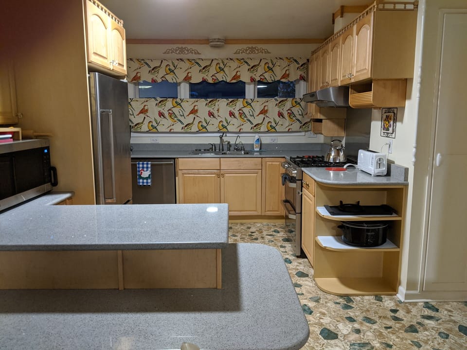 The kitchen view.