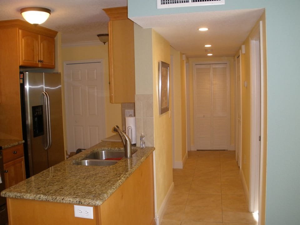 View down hallway from dining area