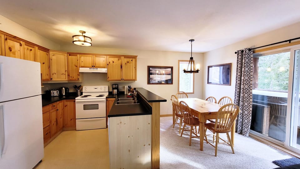 The kitchen and dining space are great for entertaining family and friends. 