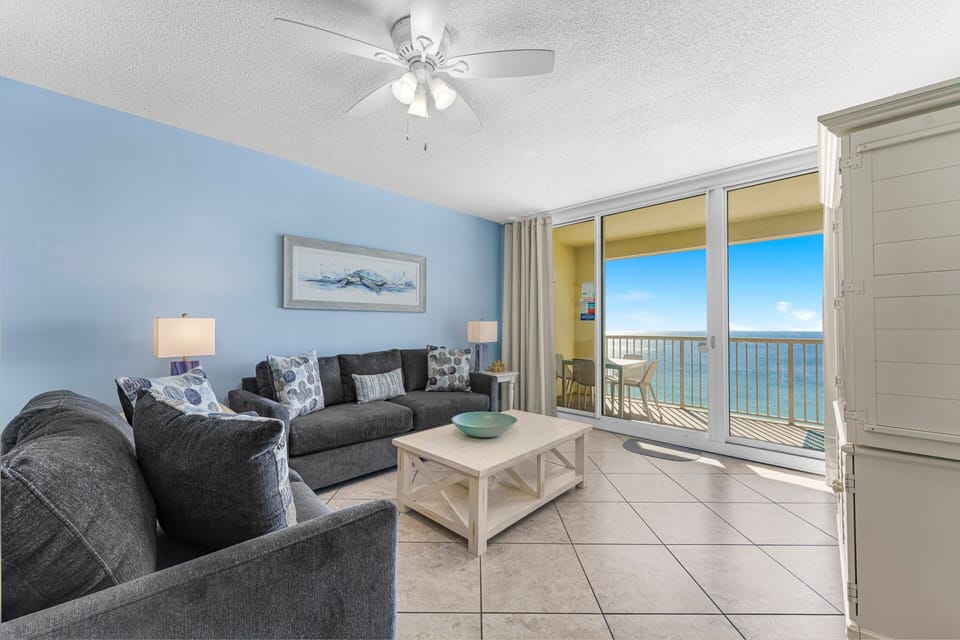 Gulf Front Living Room with Sleeper Sofa