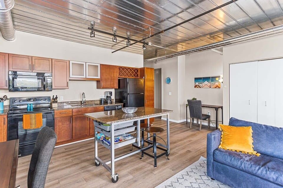 Space includes two desk areas for working