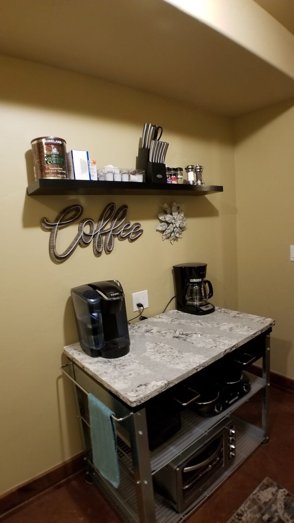 Coffee bar in lower Kitchen. Washer and dryer on both levels of townhouse.