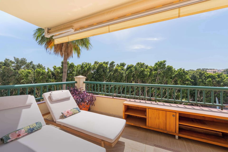 Sun loungers on terrace
