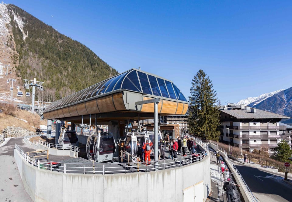 View of Brevent lift and apartment buildings