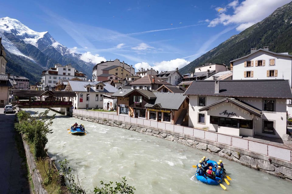 View over river in summer with rafters