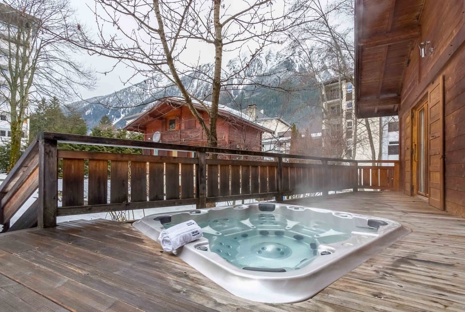 South-west facing terrace with sunken hot tub