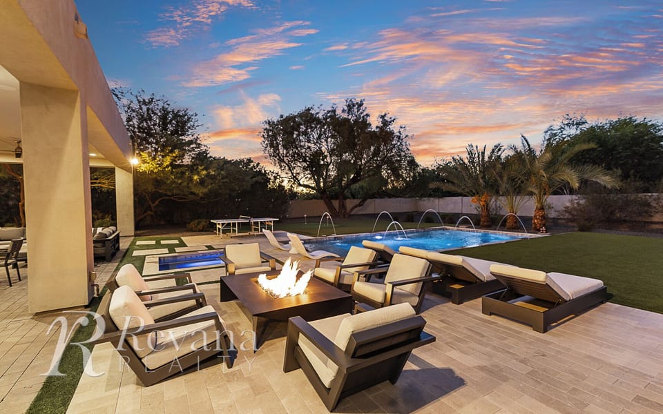 Gather by the fire pit and enjoy the glow and warmth on cool evenings