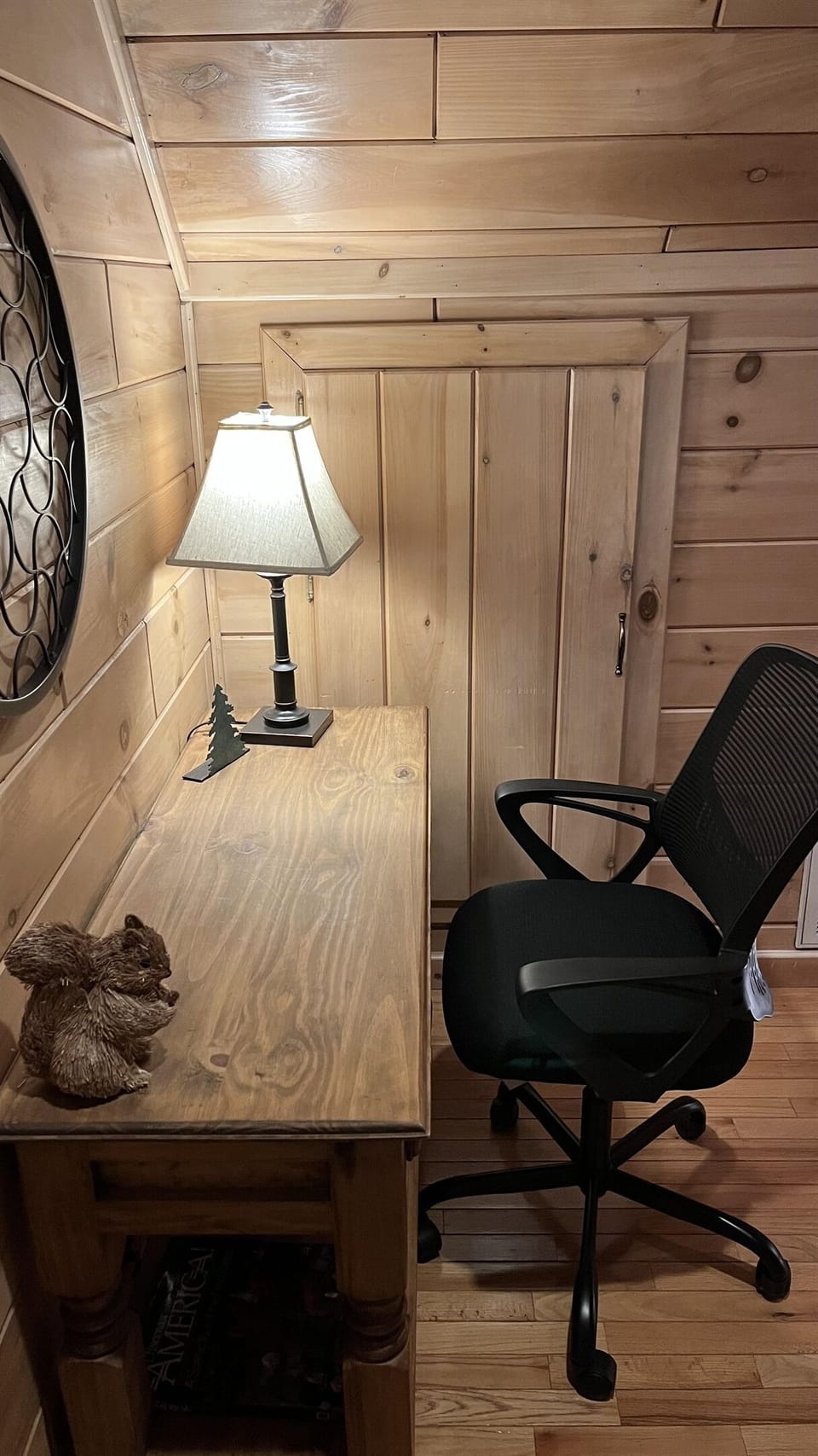 Desk/workstation is in an open area.
