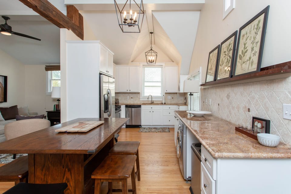 Open Kitchen with dining table, Granite Countertops, stainless steel appliances 