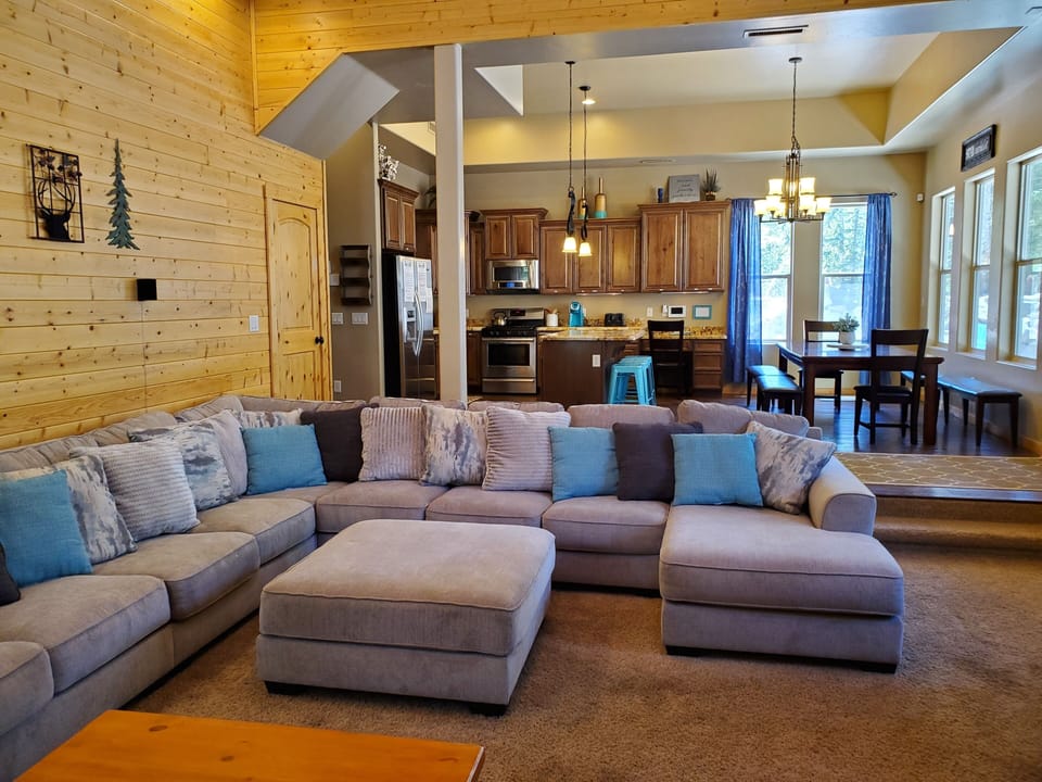 Oversized comfy couch that can seat you whole crew.